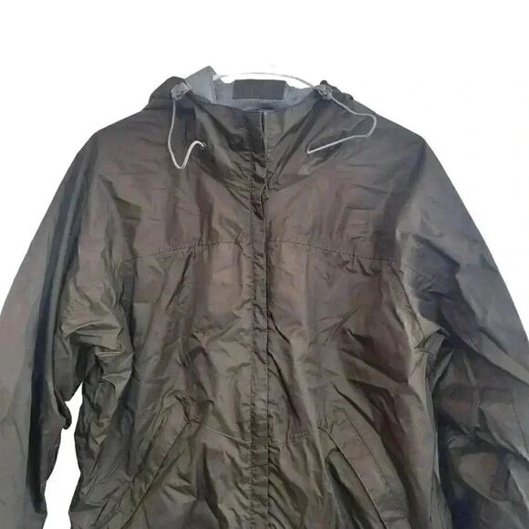 TRBN Women's Dark Moss Green Nylon Hooded Performance Windbreaker Rain Jacket - Picture 2 of 11